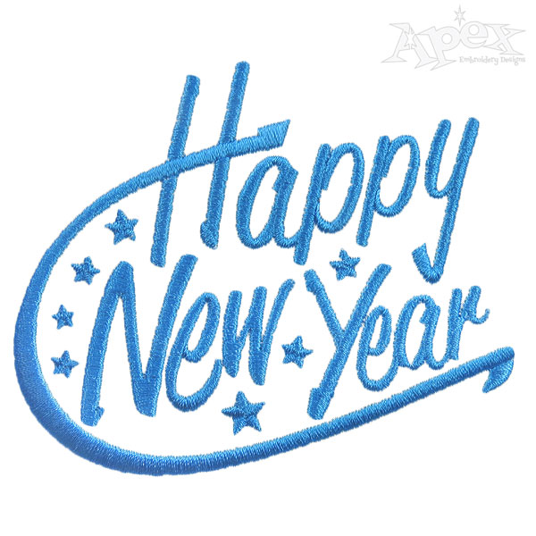 Happy New Year Embroidery Design