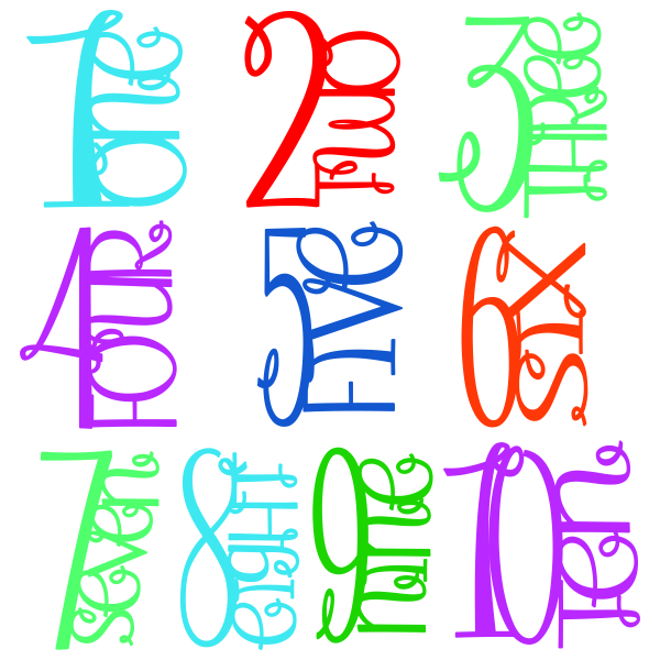 Numbers Wording Cuttable Designs