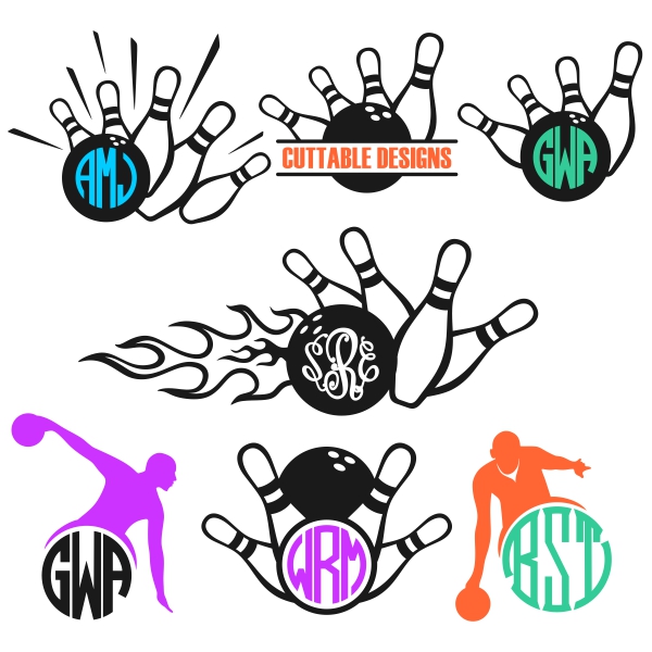 Bowling Monogram Frames Cuttable Designs