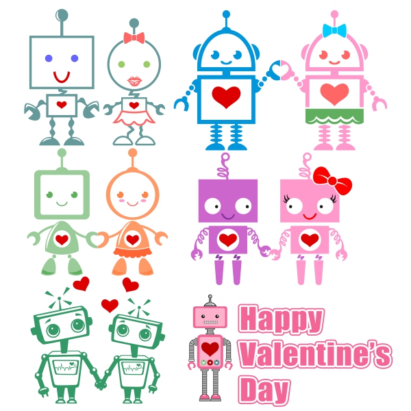 Robot Love Heart Cuttable Designs