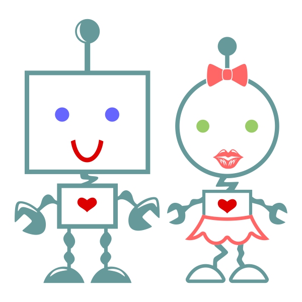 Robot Love Heart Svg Cuttable Designs