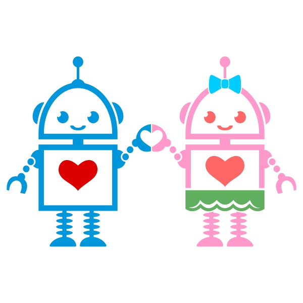 Robot Love Heart Svg Cuttable Designs