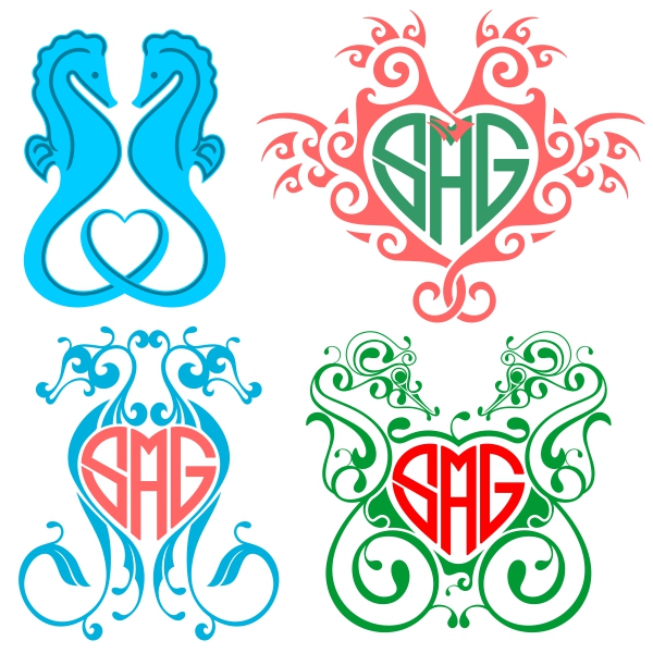 Seahorse Heart Svg Cuttable Designs