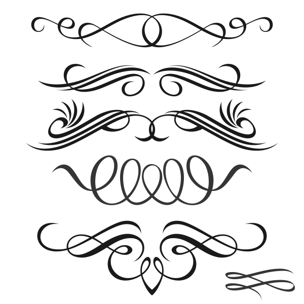 Accents Scrolls Hearts SVG Cuttable Designs