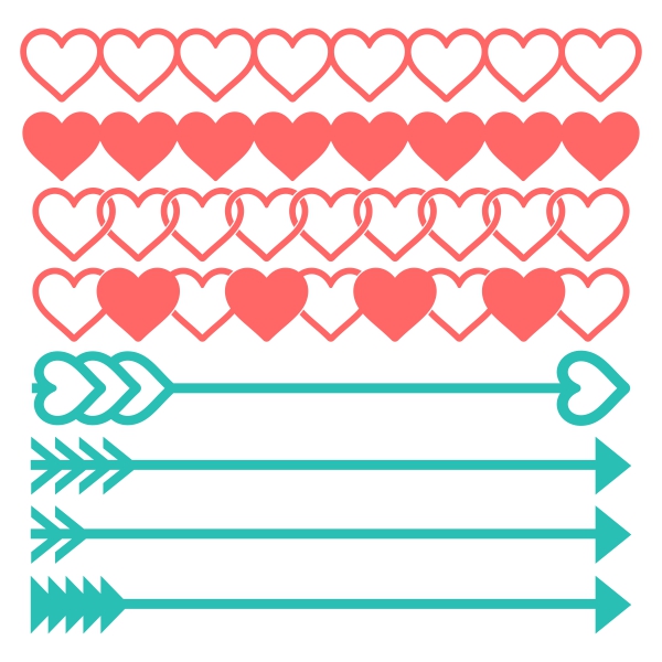 Heart Arrows Borders Svg Cuttable Designs