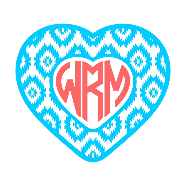 Aztec Print Heart Svg Cuttable Designs