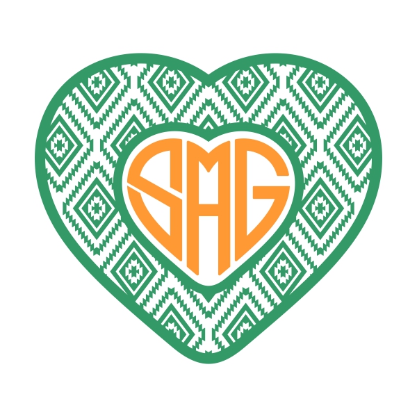 Aztec Print Southwest Heart Cuttable Designs