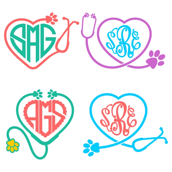 Veterinarian Animal Monogram Cuttable Designs
