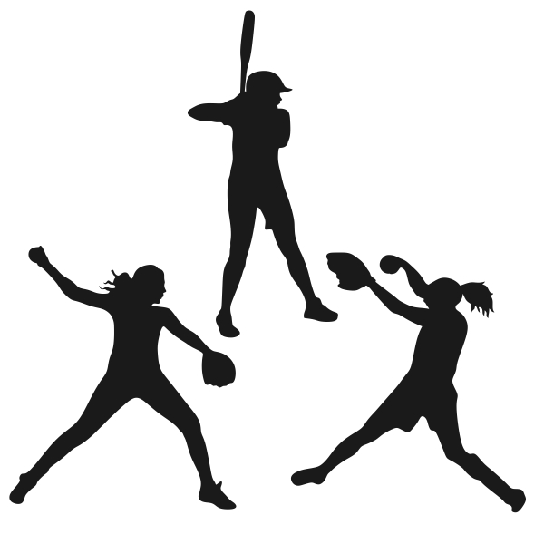 Softball Girls Silhouette Figures Cuttable Designs