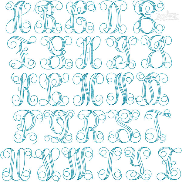Vine Interlocking Bean Run Stitch Monogram Embroidery Fonts