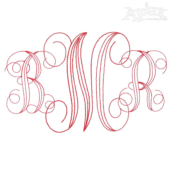 Vine Interlocking Bean Run Stitch Monogram Embroidery Fonts