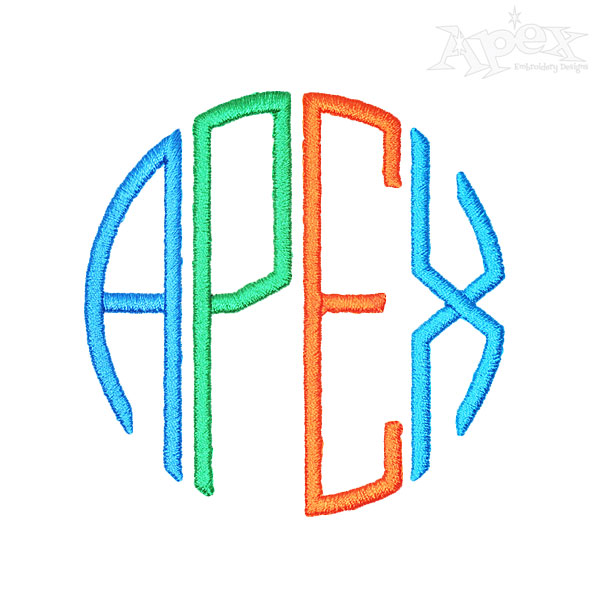 Round Circle 3D Monogram Embroidery Designs