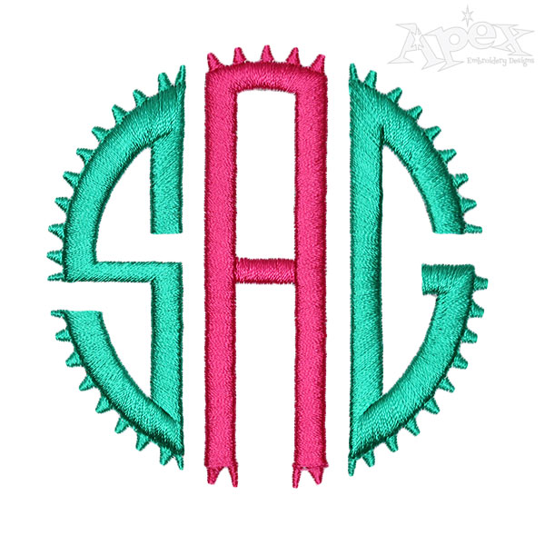 Circle Jagged Monogram Embroidery Fonts