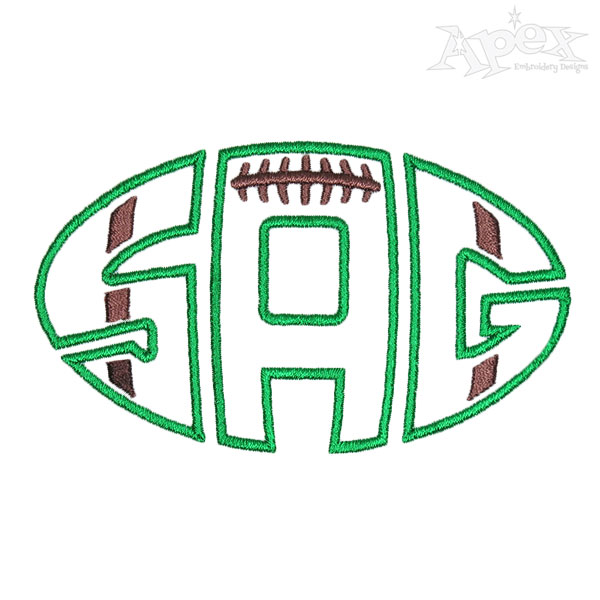 Football Oval Monogram Embroidery Fonts