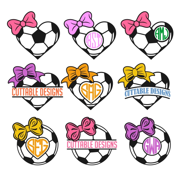 Soccer Bow SVG Cuttable Frames