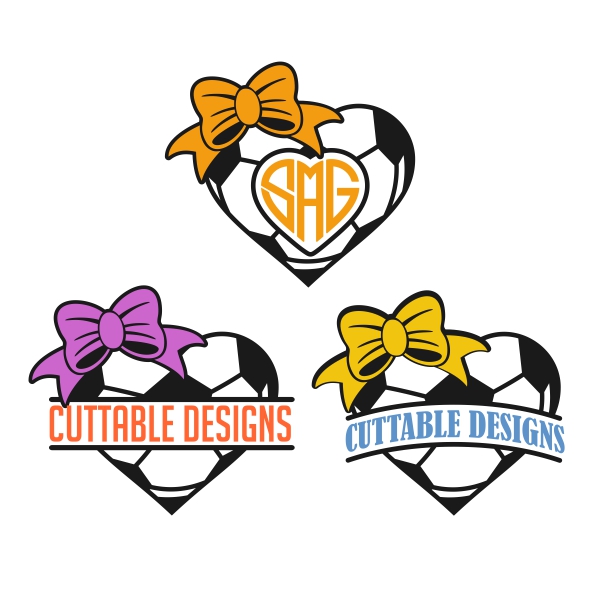 Soccer Bow SVG Cuttable Frames