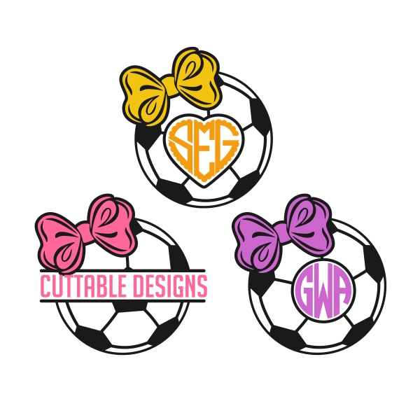 Soccer Bow SVG Cuttable Frames