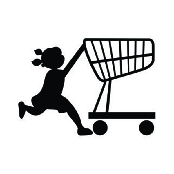 Baby Girl and Boy Pushing Shopping Cart Cuttable Files