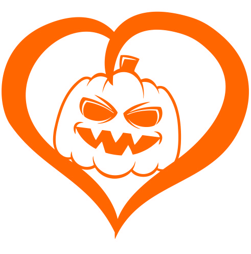 Halloween Carving Pumpkin in Heart Frame SVG Cuttable Files