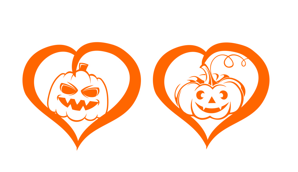 Halloween Carving Pumpkin in Heart Frame SVG Cuttable Files