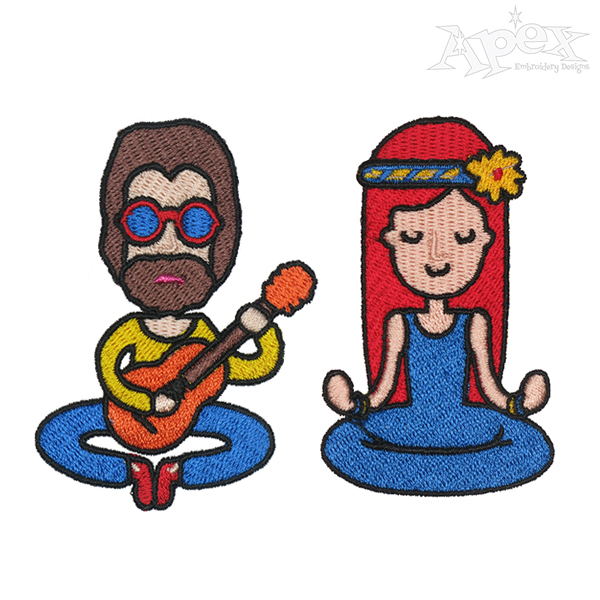 Hippies Fashion Embroidery Designs