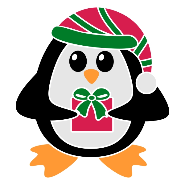 Penguin with Christmas Gift SVG Cuttable Designs
