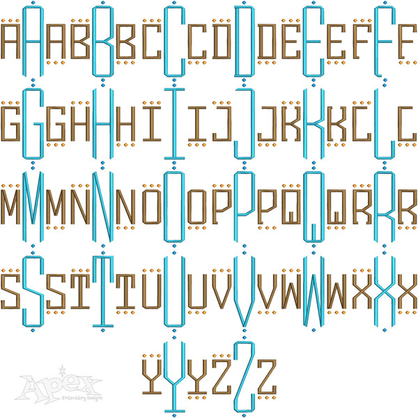 Square Dots Monogram Embroidery Font