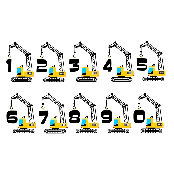 Crawler Crane Birthday Number SVG Cuttable Design