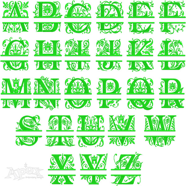 Florian Regal Split Embroidery Font