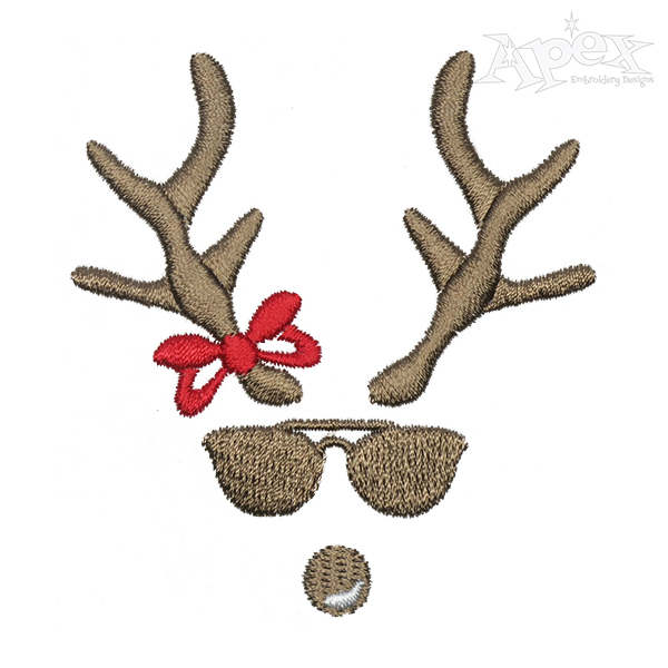 Reindeer Sunglasses Couple Embroidery Design