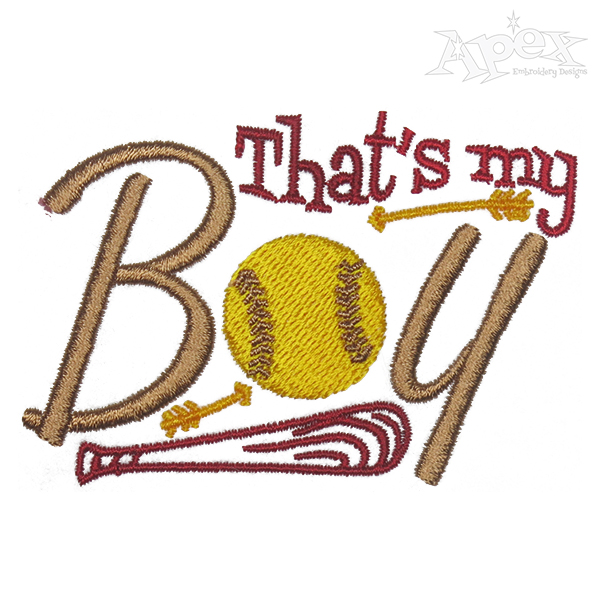 That's My Girl Boy Baseball Softball Embroidery Design
