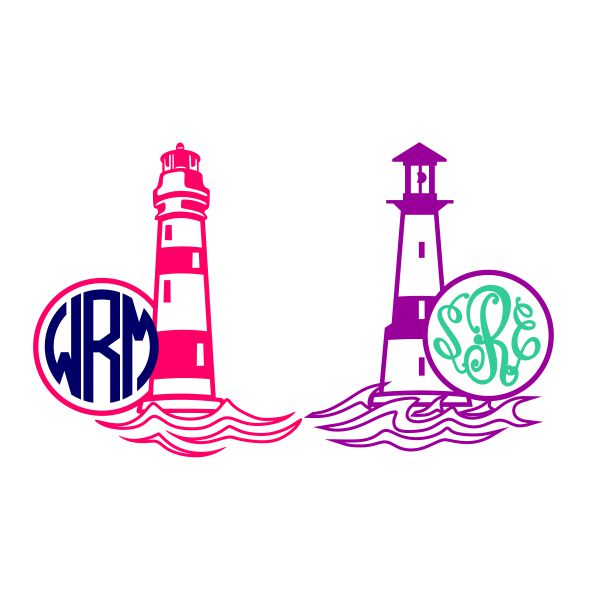 Lighthouse Monogram SVG Cuttable Frame