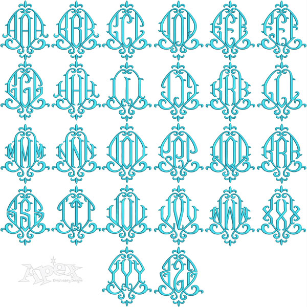 Fleur Monogram Extra Large Embroidery Font