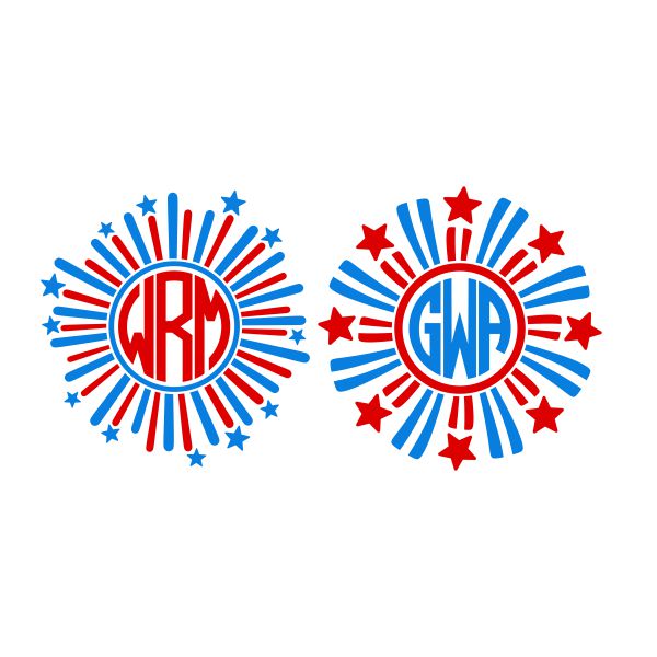 Patriotic Firework Monogram SVG Cuttable Frame