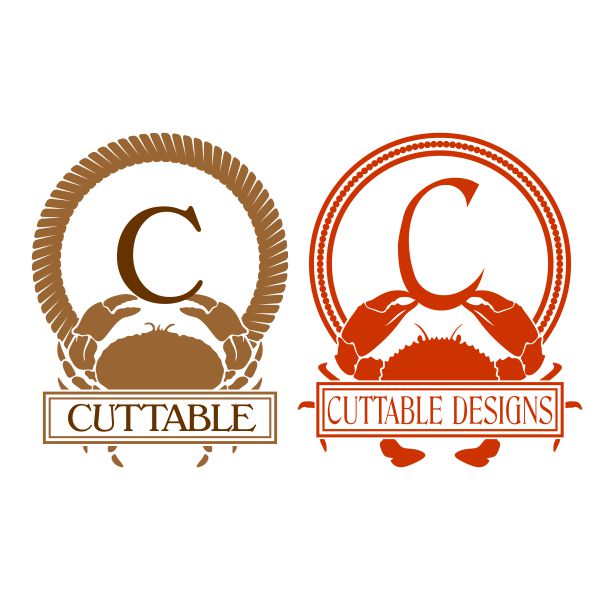 Crab Monogram and Split Frames SVG Cuttable Design