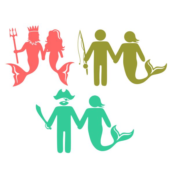 Pirate Mermaid Couple SVG Cuttable Design