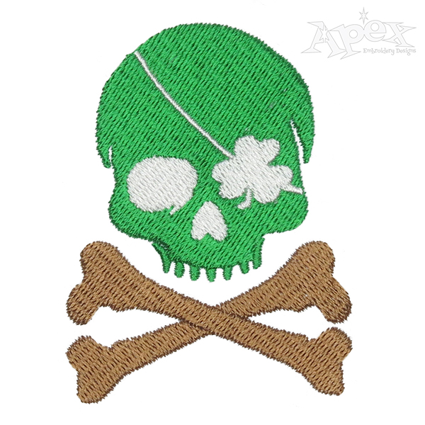 Shamrock Skull Embroidery Design