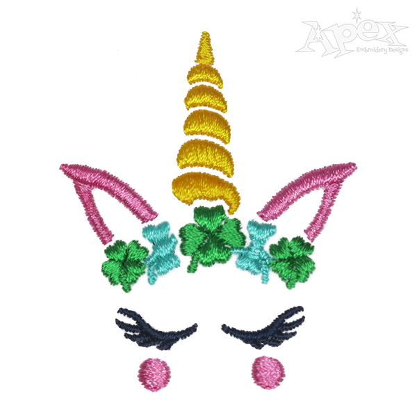 St. Patrick's Day Unicorn Embroidery Design