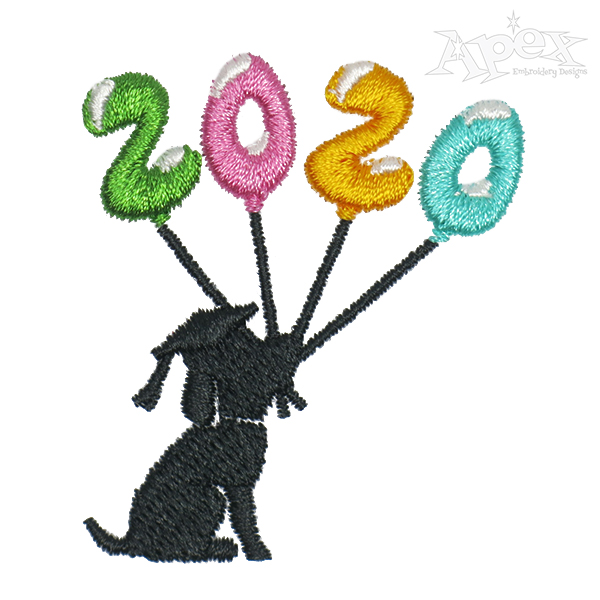 Graduation Dog Embroidery Design