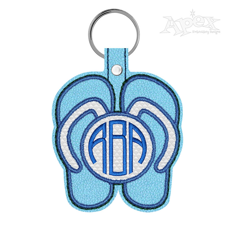 Flip-flops Sandals Monogram Frame Feltie & Key Fob ITH In the Hoop Embroidery Design