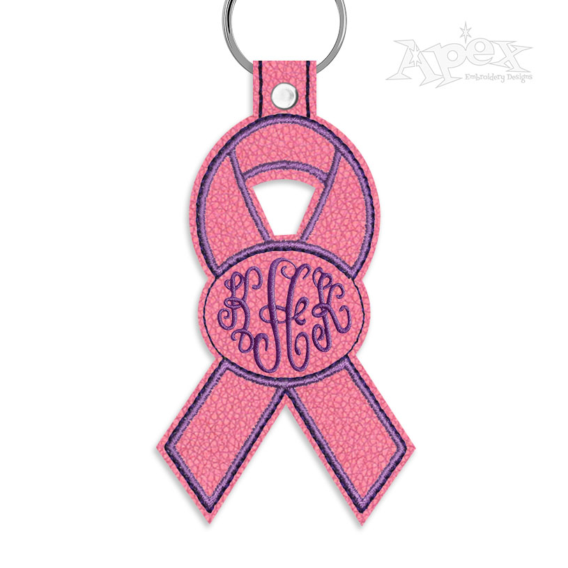 Ribbon Monogram Frame Feltie & Key Fob ITH Embroidery Design