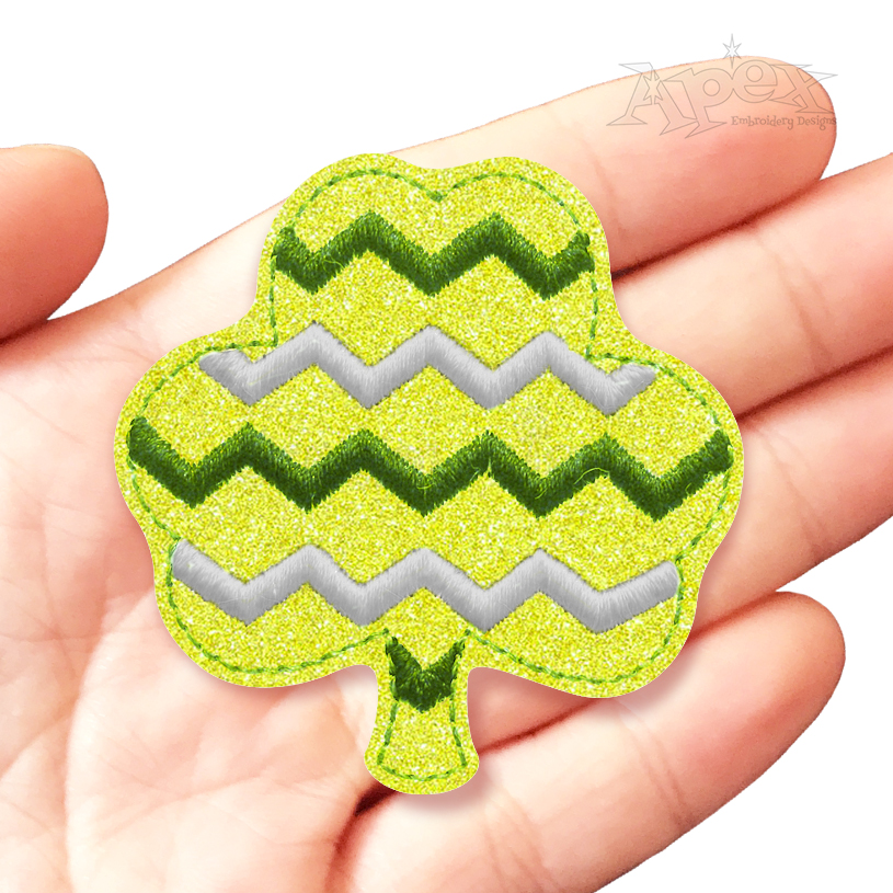 Lime Chevron Shamrock Feltie ITH Embroidery Design