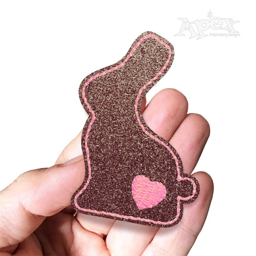 Heart Butt Bunny Feltie ITH Embroidery Design