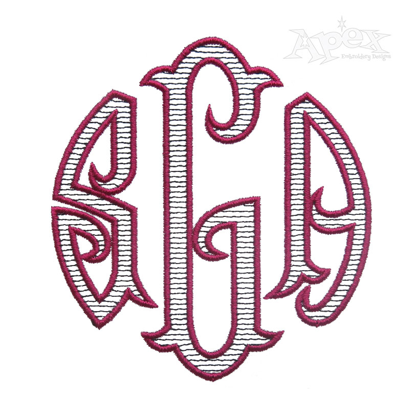 Round Circle Fish Tail Sketch Embroidery Font