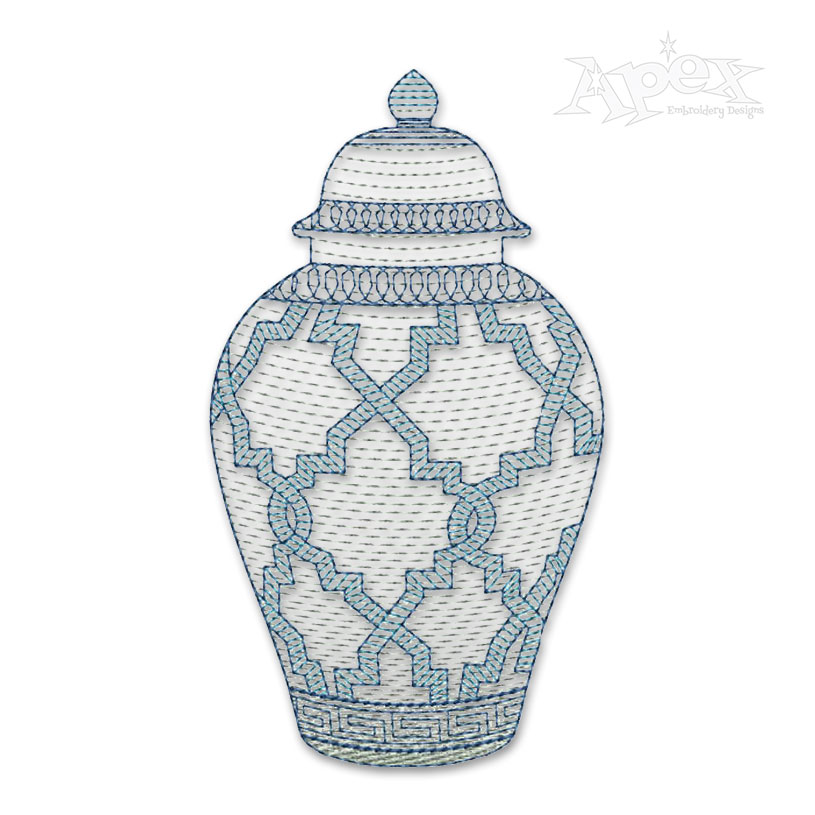 Decor Ginger Jar Sketch Embroidery Design