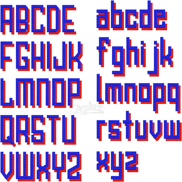 Modern Block Shadow Embroidery Font