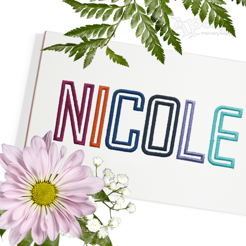 Line Outline Embroidery Font