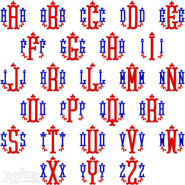 Regal Fleur Monogram Embroidery Font