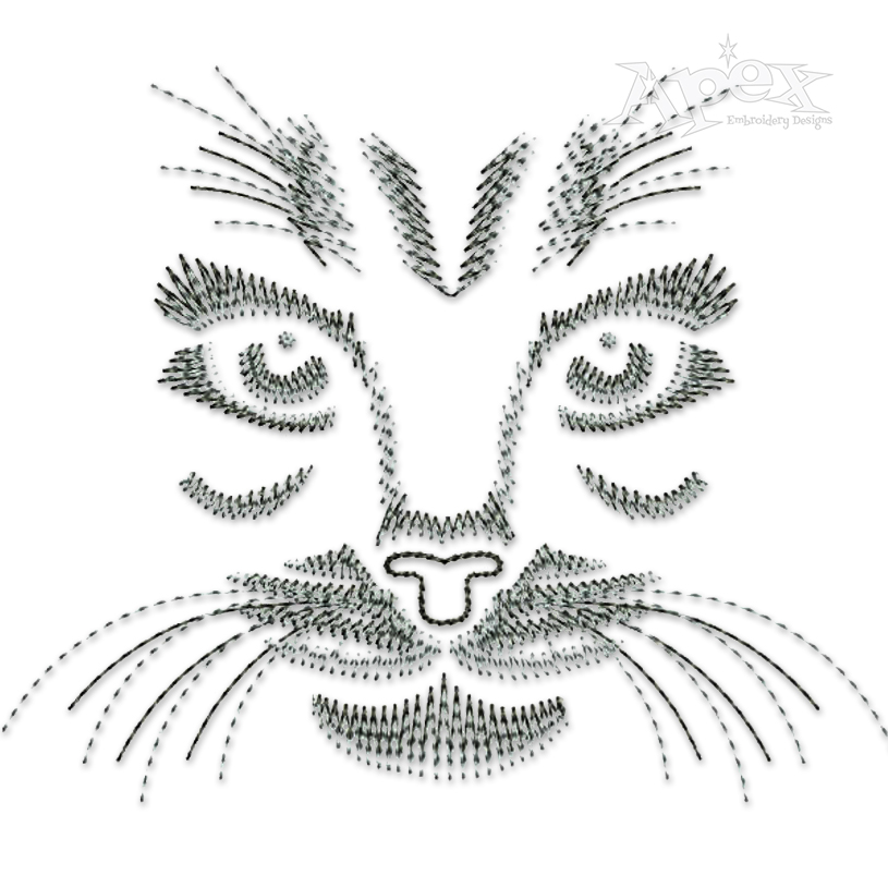 Cat Face #1 Sketch Embroidery Design