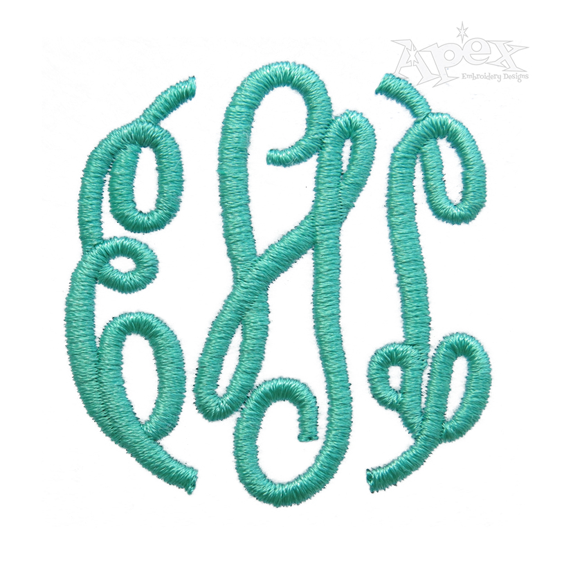 Apex Round Monogram Small Embroidery Font - Satin Stitch